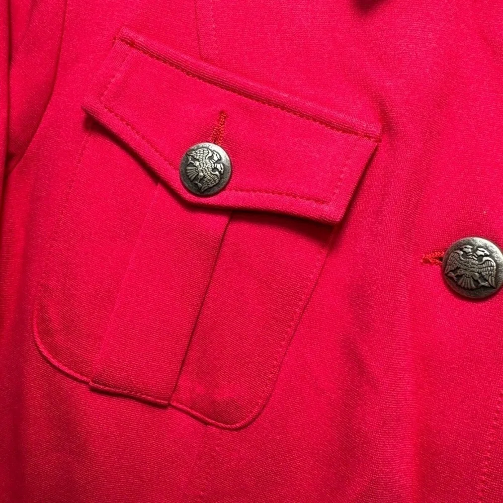 Bailey 44 Women's Military Style Blazer Jacket Lg Red Utility Button Made In USA